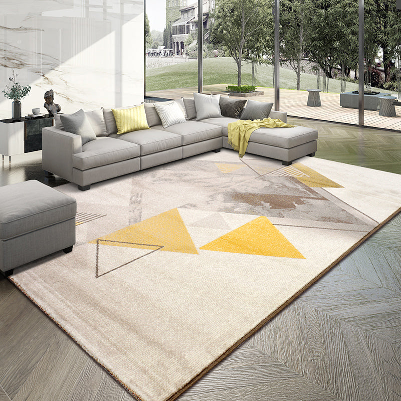 Calming Living Room Rug Multi Colored Geometric Indoor Rug Polypropylene Anti-Slip Easy Care Area Carpet