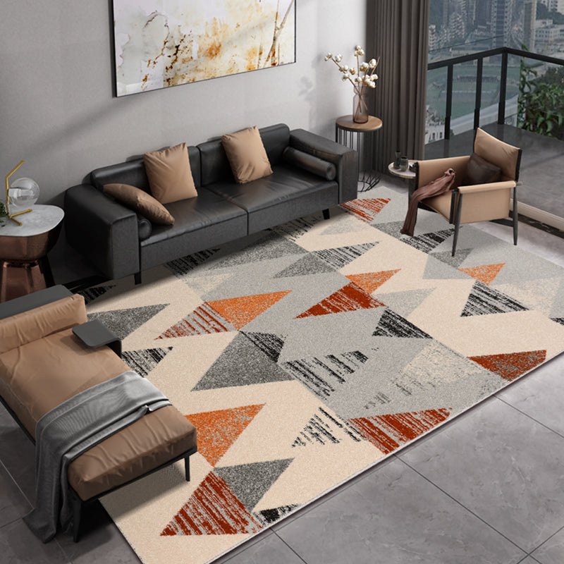Calming Living Room Rug Multi Colored Geometric Indoor Rug Polypropylene Anti-Slip Easy Care Area Carpet
