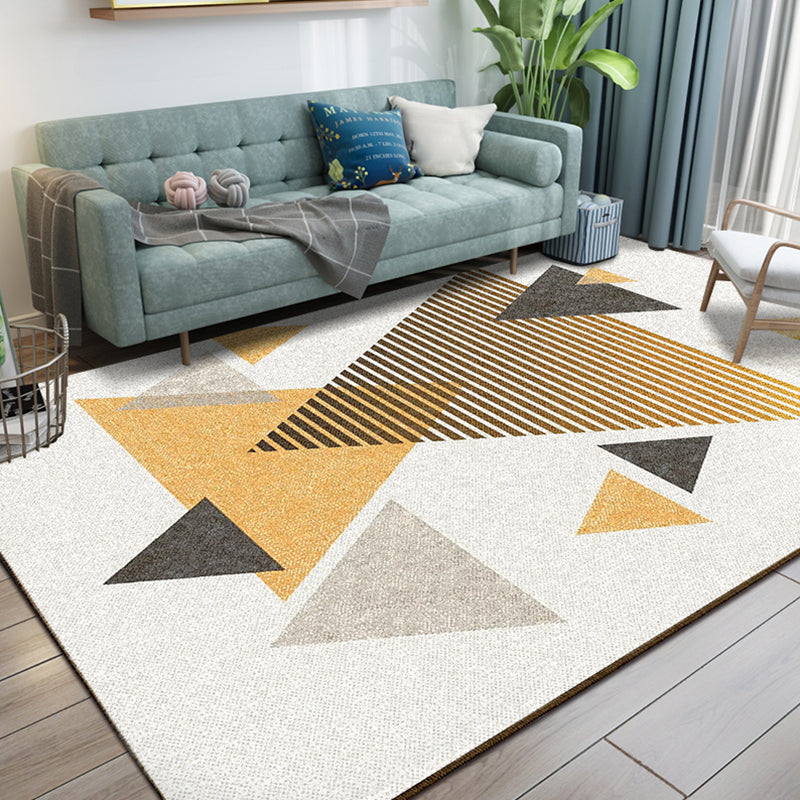 Calming Living Room Rug Multi Colored Geometric Indoor Rug Polypropylene Anti-Slip Easy Care Area Carpet