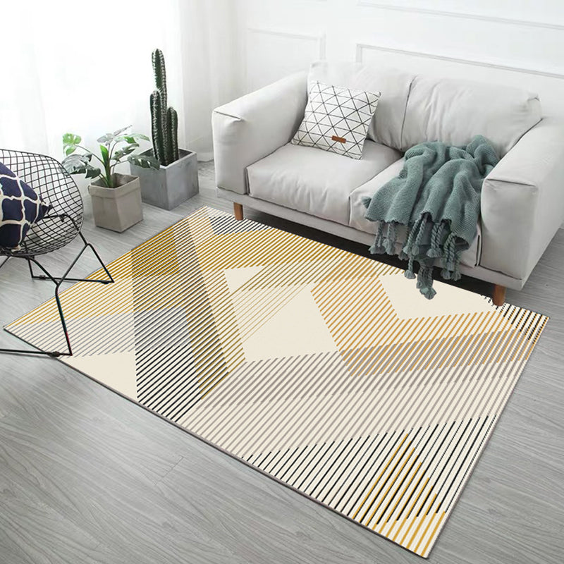 Minimalistischer Teppich mit geometrischem Druck, mehrfarbiger Synthetik-Innenteppich, rutschfeste Unterseite, haustierfreundlicher Teppich für den Salon