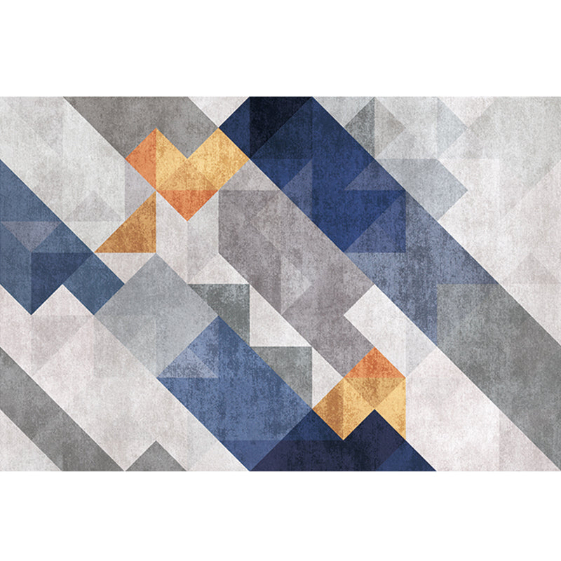 Scandinavian Geometric Pattern Rug Multi Color Polypropylene Carpet Anti-Slip Backing Easy Care Washable Indoor Rug for Living Room