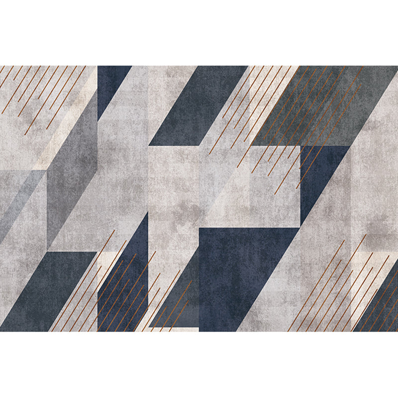 Scandinavian Geometric Pattern Rug Multi Color Polypropylene Carpet Anti-Slip Backing Easy Care Washable Indoor Rug for Living Room