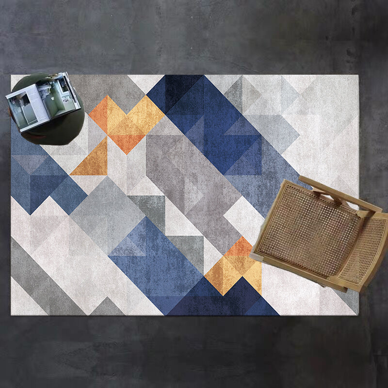 Scandinavian Geometric Pattern Rug Multi Color Polypropylene Carpet Anti-Slip Backing Easy Care Washable Indoor Rug for Living Room