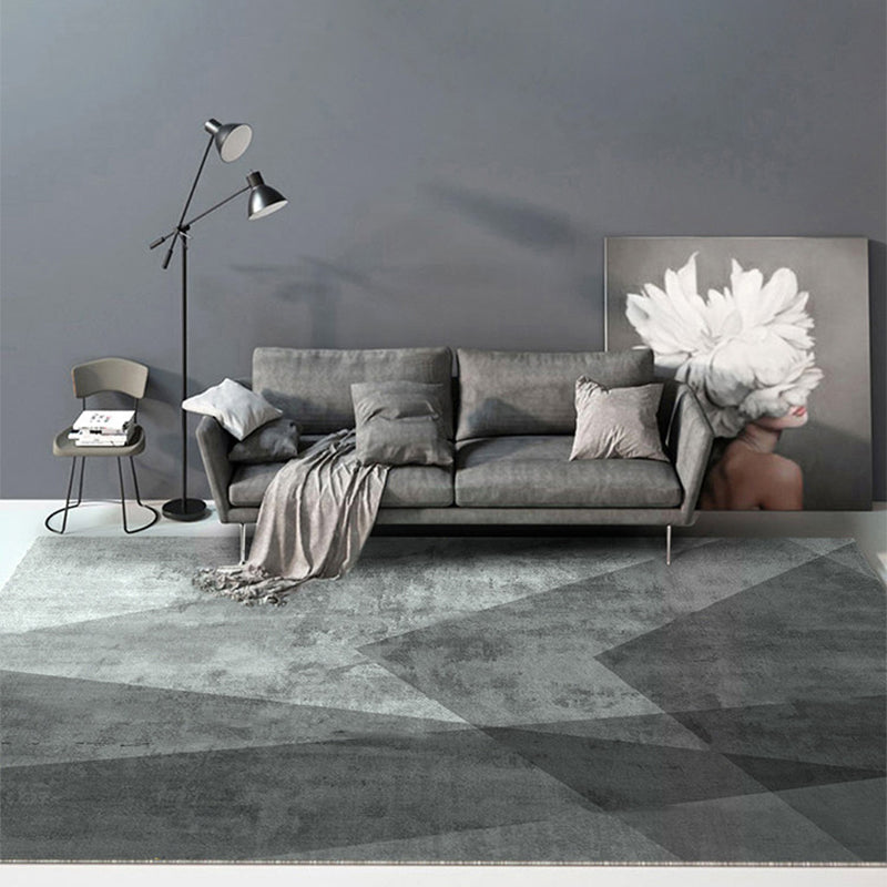Nordischer Dekorationsteppich, mehrfarbiger geometrischer Druck, Innenteppich, Polyester, rutschfeste Rückseite, schmutzabweisender Flächenteppich