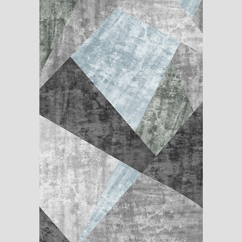 Nordischer Dekorationsteppich, mehrfarbiger geometrischer Druck, Innenteppich, Polyester, rutschfeste Rückseite, schmutzabweisender Flächenteppich