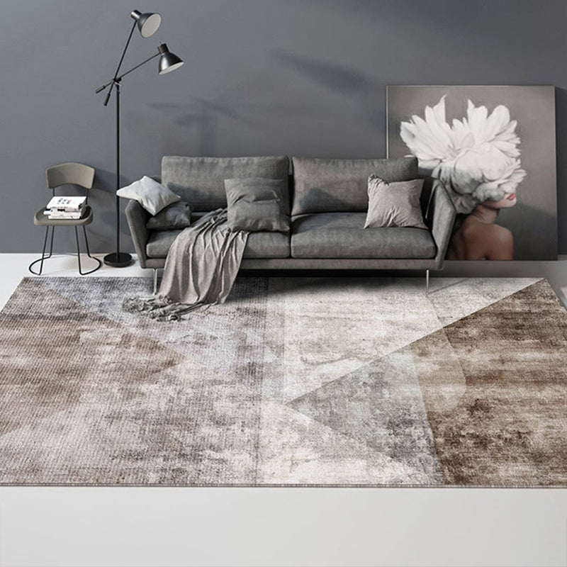 Nordischer Dekorationsteppich, mehrfarbiger geometrischer Druck, Innenteppich, Polyester, rutschfeste Rückseite, schmutzabweisender Flächenteppich