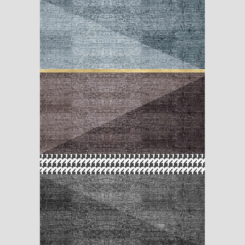Nordischer Dekorationsteppich, mehrfarbiger geometrischer Druck, Innenteppich, Polyester, rutschfeste Rückseite, schmutzabweisender Flächenteppich