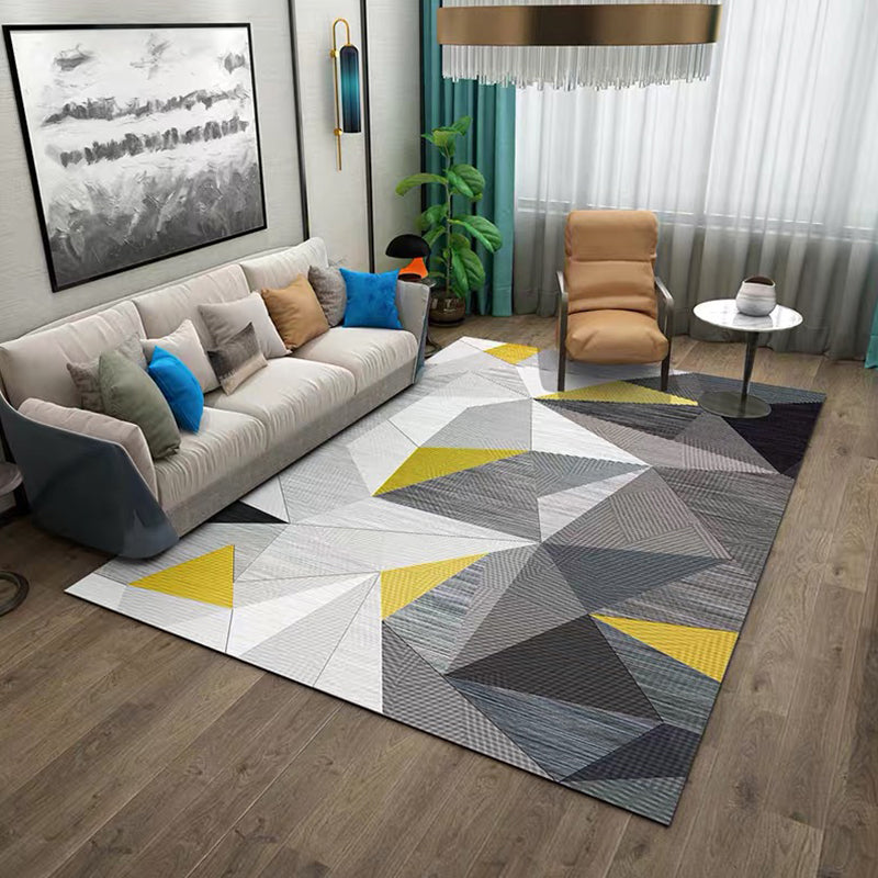 Simple Living Room Rug Multi-Color Geometric Print Indoor Rug Synthetics Anti-Slip Backing Stain-Resistant Carpet