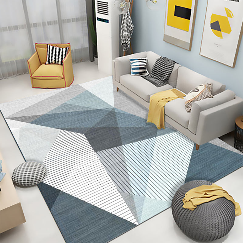 Simple Living Room Rug Multi-Color Geometric Print Indoor Rug Synthetics Anti-Slip Backing Stain-Resistant Carpet