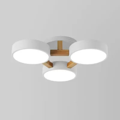 Metal Drum Semi Inbouw Licht Woonkamer 3 Hoofden Macaron Loft Plafondlamp
