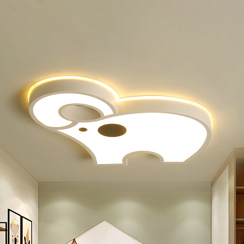Acrylic Long Nose Elephant Ceiling Light Animal LED Ceiling Mount Light in White for Child Bedroom