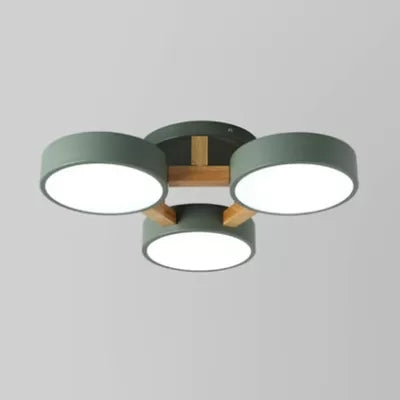 Metal Drum Semi Inbouw Licht Woonkamer 3 Hoofden Macaron Loft Plafondlamp