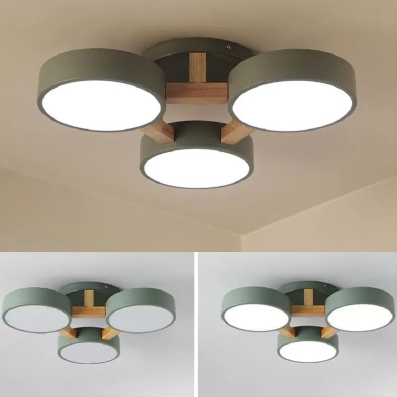 Metal Drum Semi Inbouw Licht Woonkamer 3 Hoofden Macaron Loft Plafondlamp