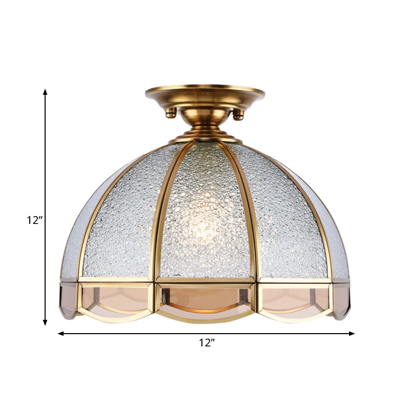 Tradition Dome Semi Flush Mounting Clear Water Glass 1 Luz de techo de bombilla para el pasillo