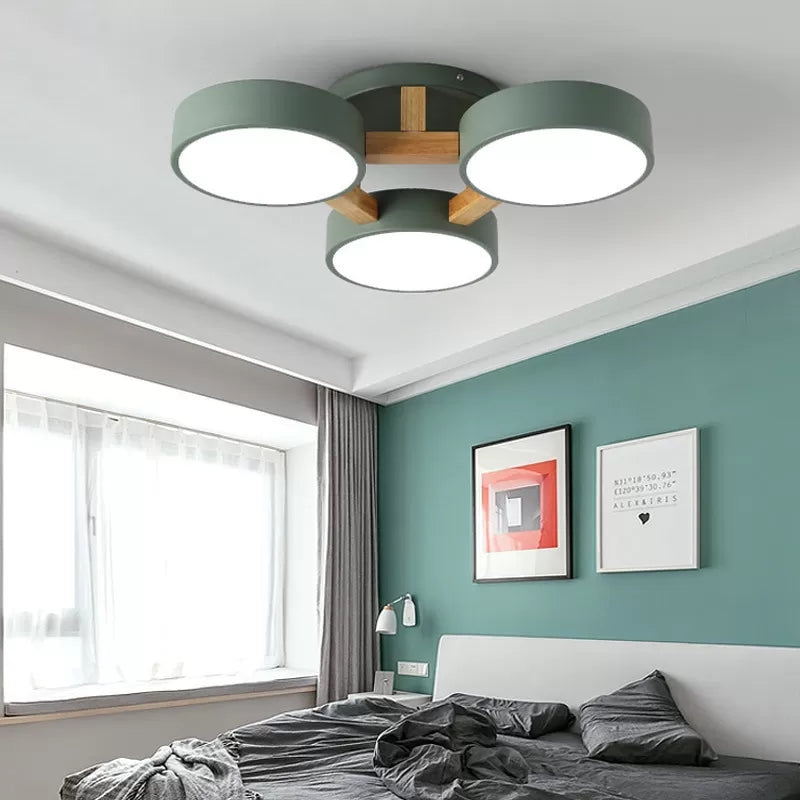 Metal Drum Semi Inbouw Licht Woonkamer 3 Hoofden Macaron Loft Plafondlamp