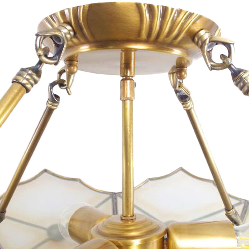 Ombrello semi -filo tradizione tradizionale in ottone in ottone 3 lampadine per corridoio per corridoio