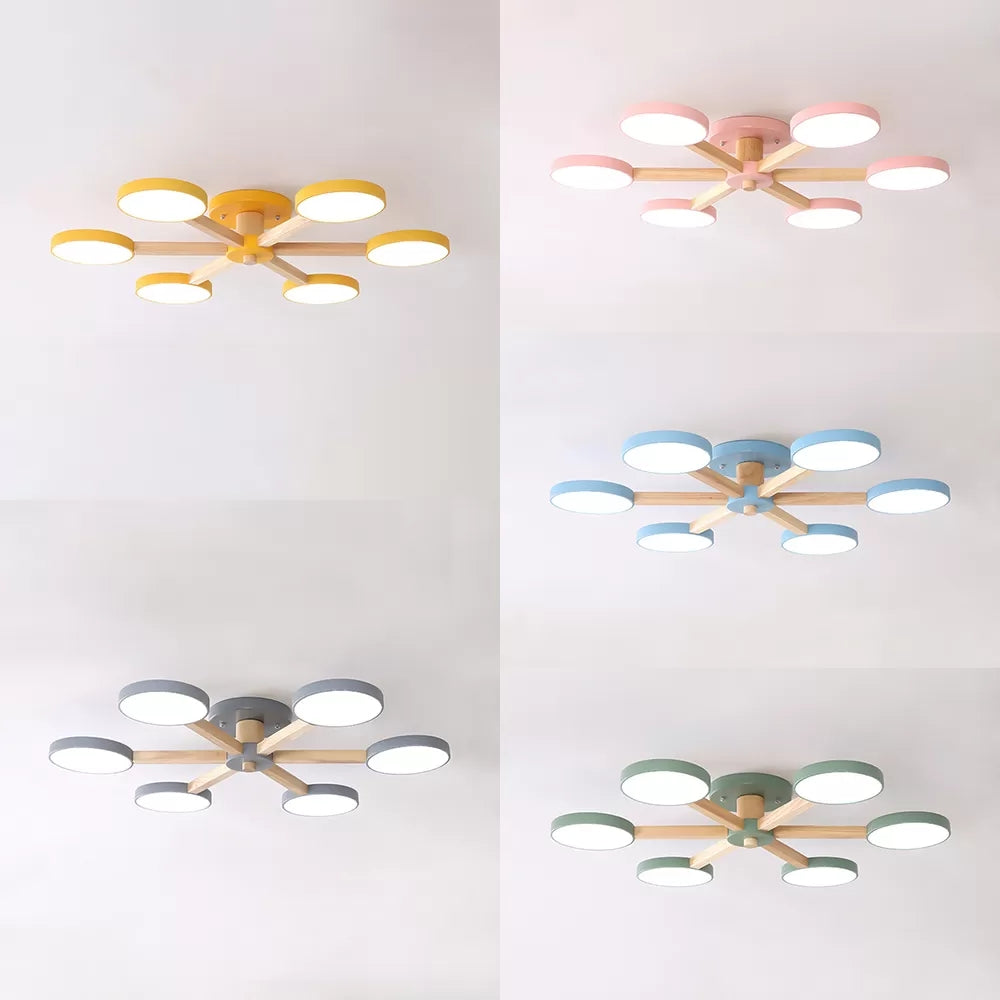 Modern Nordic Semiflush Monte Light Snowflake 6 Testa Metallo Soffitto Lampada per Dining Room