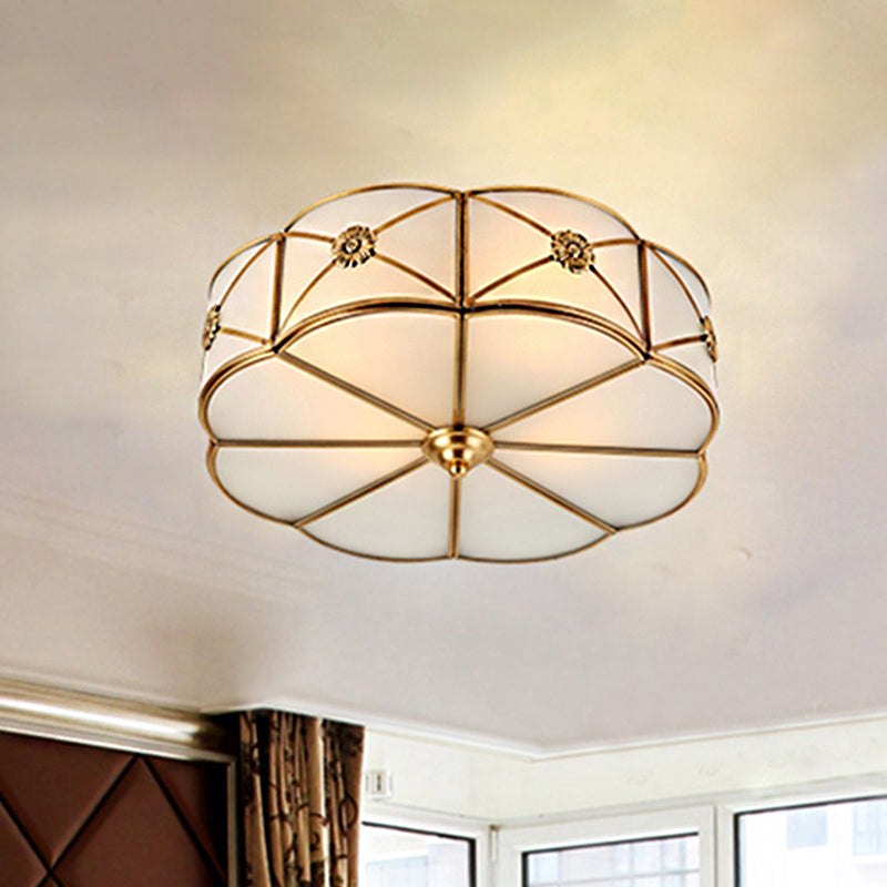 14 "/18" /23.5 " Wide 1 - Tiered Flush Mount Tradizionale White Glass Gold 3/4/6 Lampadine Monte Chandelier