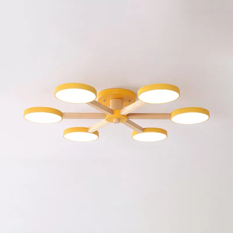 Modern Nordic Semiflush Monte Light Snowflake 6 Testa Metallo Soffitto Lampada per Dining Room