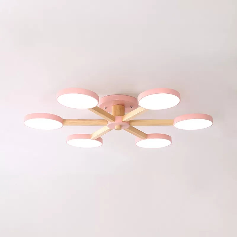 Modern Nordic Semiflush Monte Light Snowflake 6 Testa Metallo Soffitto Lampada per Dining Room