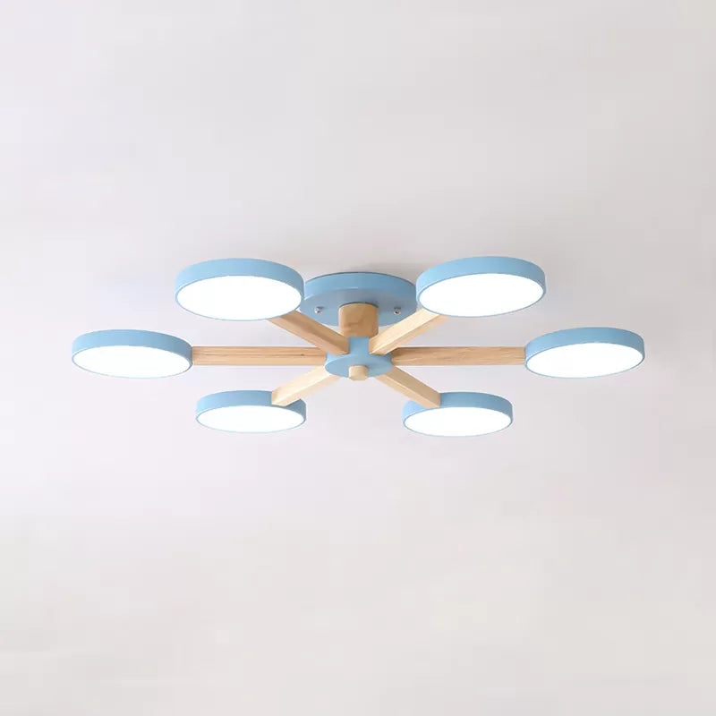 Modern Nordic Semiflush Monte Light Snowflake 6 Testa Metallo Soffitto Lampada per Dining Room