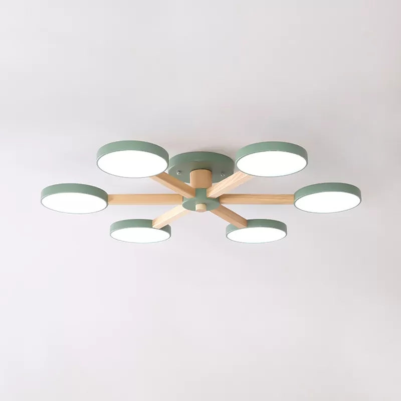 Modern Nordic Semiflush Monte Light Snowflake 6 Testa Metallo Soffitto Lampada per Dining Room