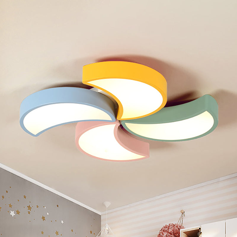 Art Deco Crescent Shape Ceiling Light Fixture Acrylic Multi Color Flush Mount Ceiling Light for Nursing room