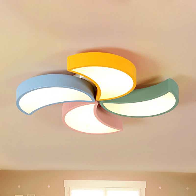 Art Deco Crescent Shape Ceiling Light Fixture Acrylic Multi Color Flush Mount Ceiling Light for Nursing room