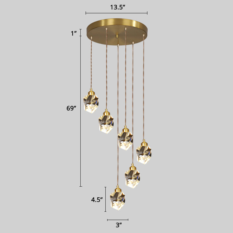 Spiral Cluster Pendant Light Minimalism Metal Living Room Suspension Lamp in Gold