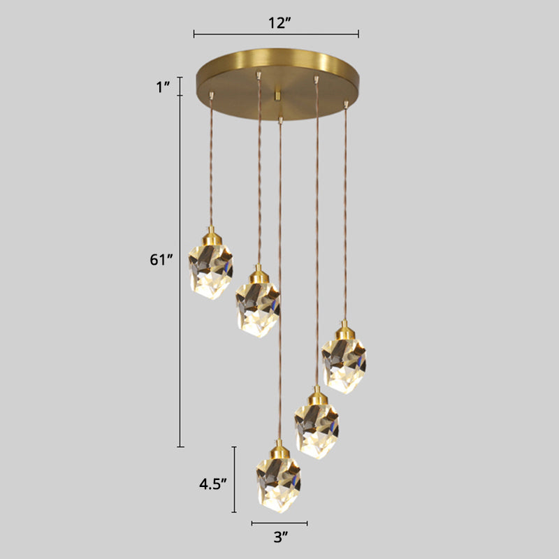 Spiral Cluster Pendant Light Minimalism Metal Living Room Suspension Lamp in Gold