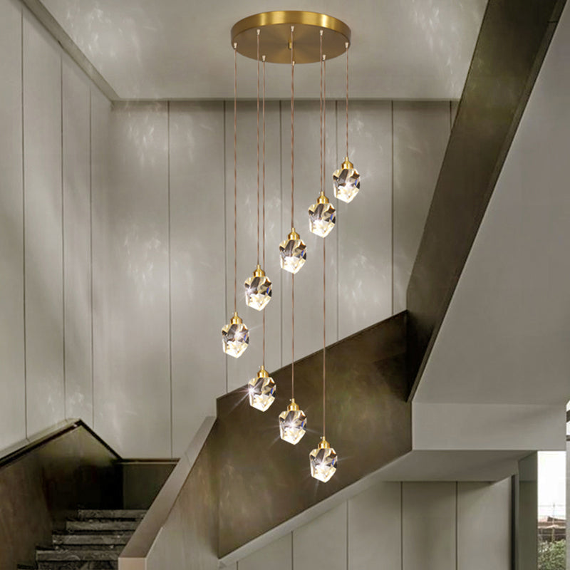 Spiral Cluster Pendant Light Minimalism Metal Living Room Suspension Lamp in Gold