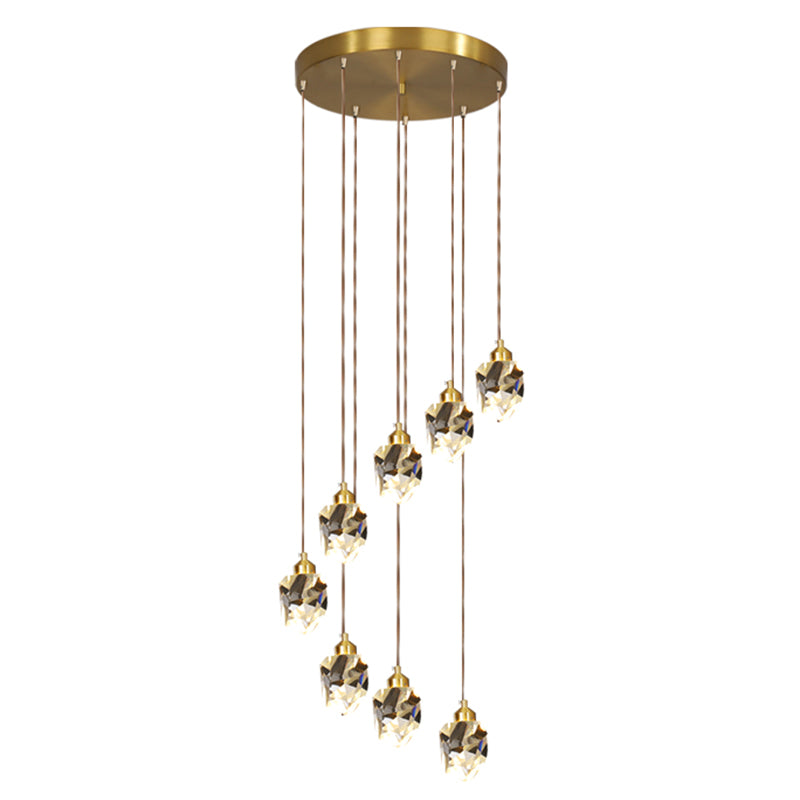Spiral Cluster Pendant Light Minimalism Metal Living Room Suspension Lamp in Gold