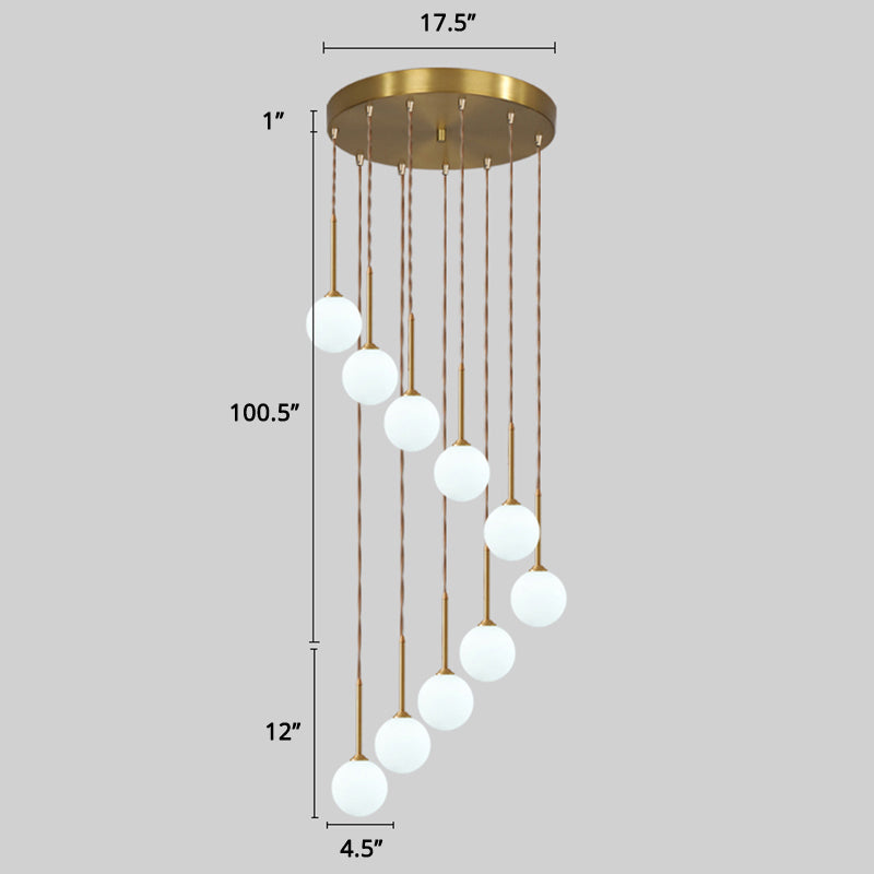 Spiral Cluster Pendant Light Minimalism Metal Living Room Suspension Lamp in Gold