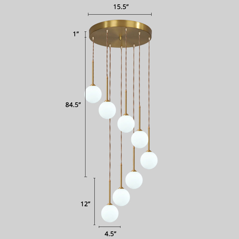 Spiral Cluster Pendant Light Minimalism Metal Living Room Suspension Lamp in Gold