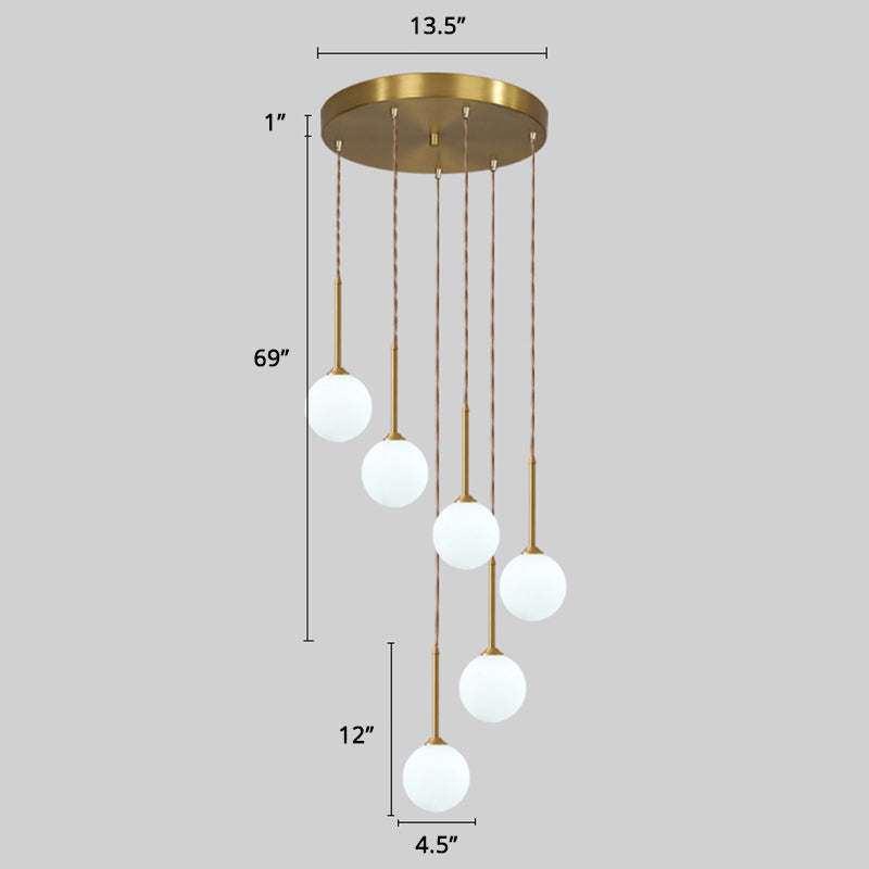 Spiral Cluster Pendant Light Minimalism Metal Living Room Suspension Lamp in Gold