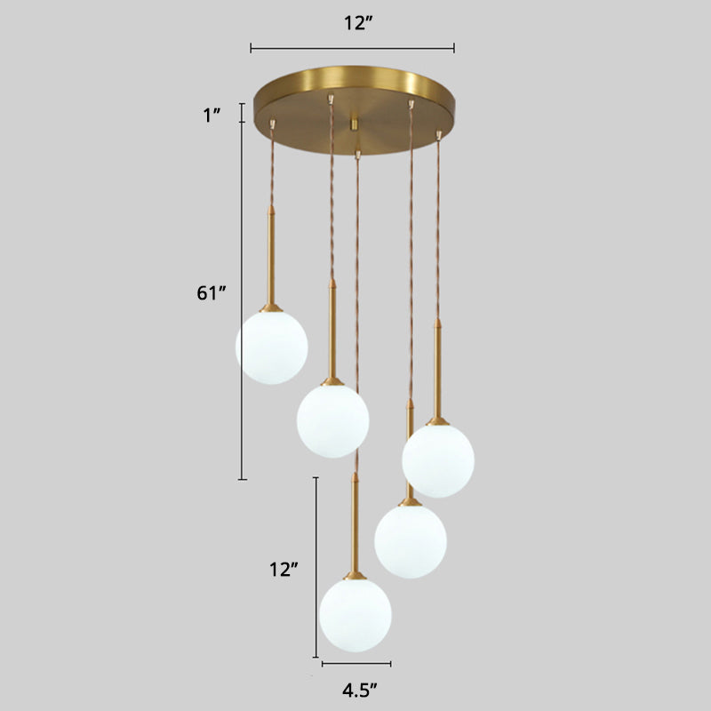 Spiral Cluster Pendant Light Minimalism Metal Living Room Suspension Lamp in Gold