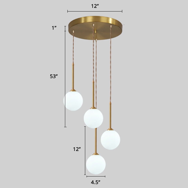 Spiral Cluster Pendant Light Minimalism Metal Living Room Suspension Lamp in Gold