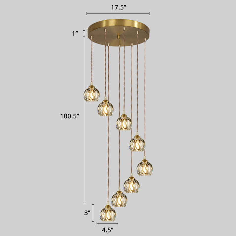 Spiral Cluster Pendant Light Minimalism Metal Living Room Suspension Lamp in Gold