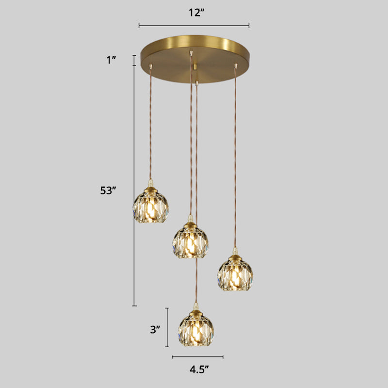 Spiral Cluster Pendant Light Minimalism Metal Living Room Suspension Lamp in Gold