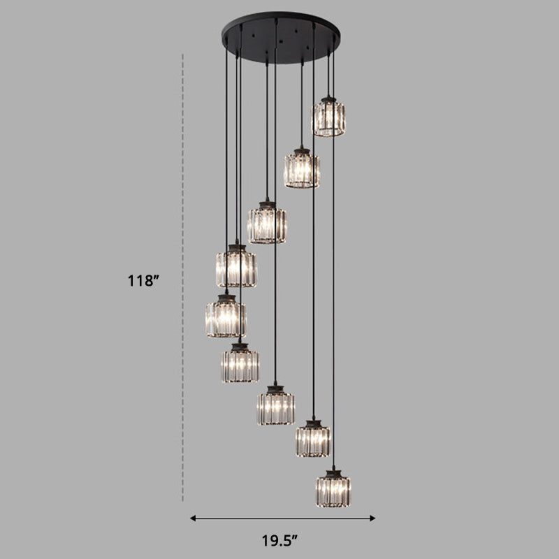 Trap Meerdere lamp hanger Minimalistisch plafondlicht met cilindrische kristalschaduw