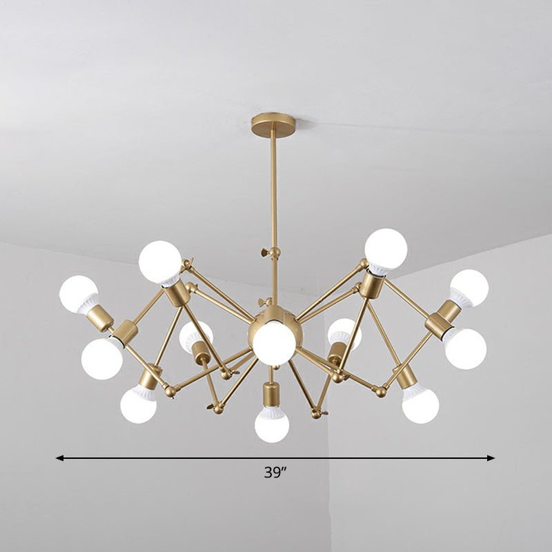 Nordic Swing Arm Pendant Lighting Metal Ceiling Chandelier with Open Bulb Design