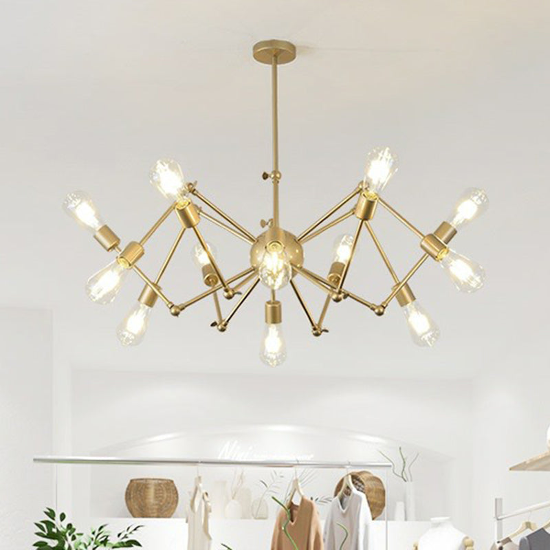 Nordic Swing Arm Pendant Lighting Metal Ceiling Chandelier with Open Bulb Design