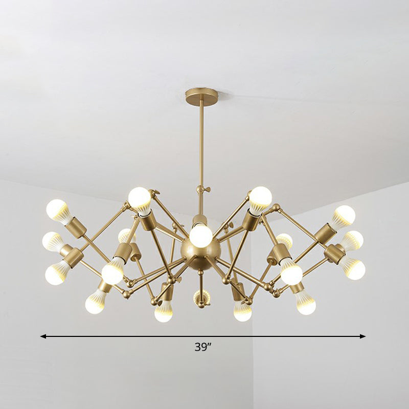 Nordic Swing Arm Pendant Lighting Metal Ceiling Chandelier with Open Bulb Design