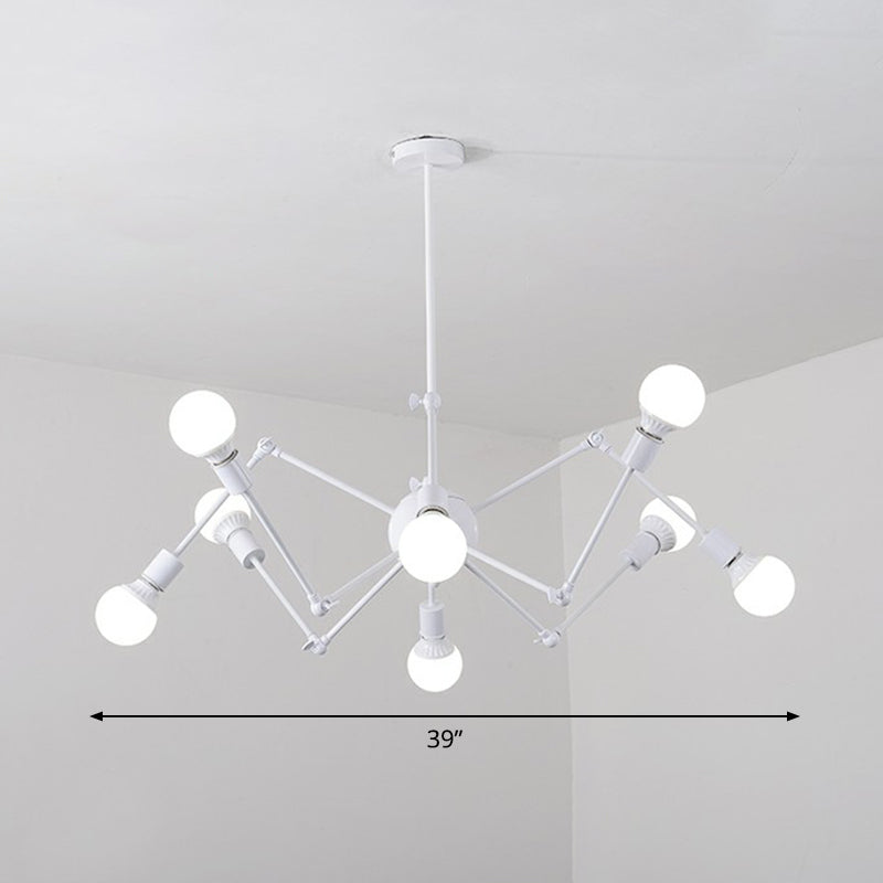 Nordic Swing Arm Pendant Lighting Metal Ceiling Chandelier with Open Bulb Design