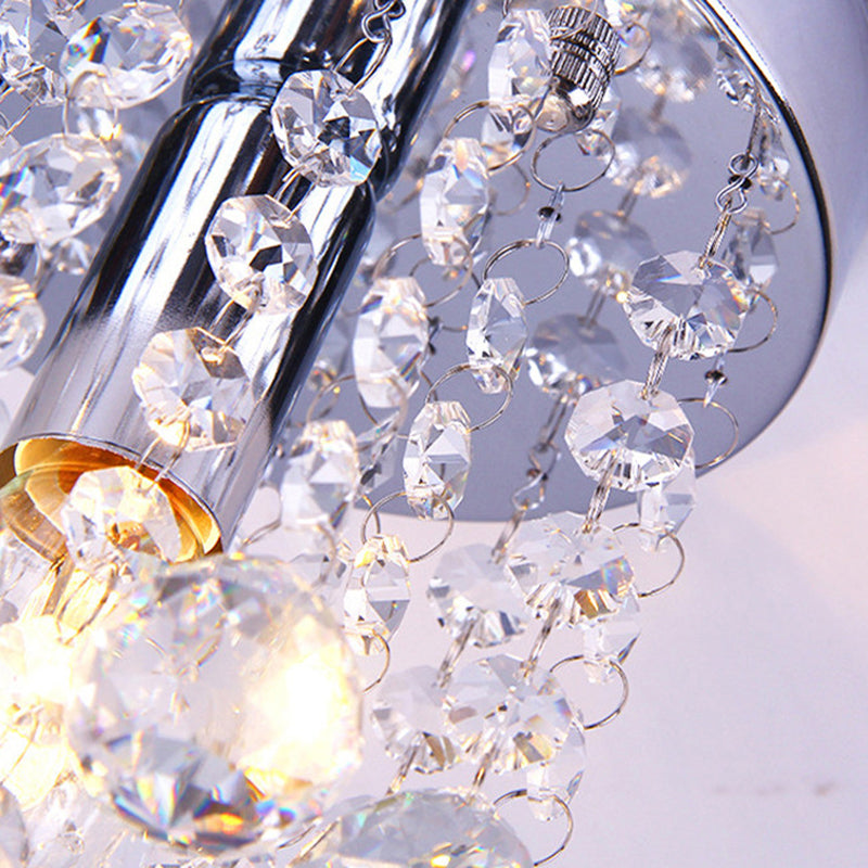 Chrom Finish Runde Flushmount Licht Moderne Single Metal Semi Flush Mount Deckenbefestigung mit Kristalltropfen