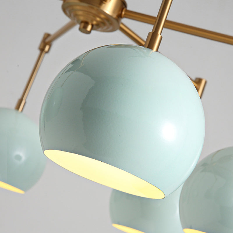 Dome Techo Costeo Luz Macron Metal 3/6/8 Luces Blue Chandelier Iluminación para dormitorio