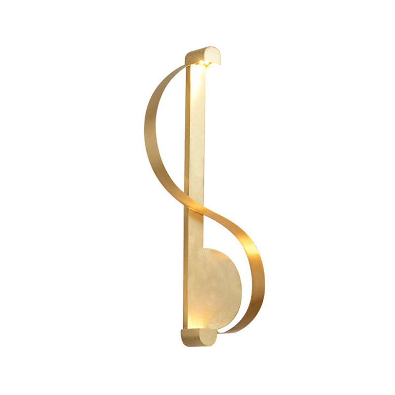 Brass Curve LED Wall Mount Light Minimalistic Metal Wall Sconce Lamp for Living Room