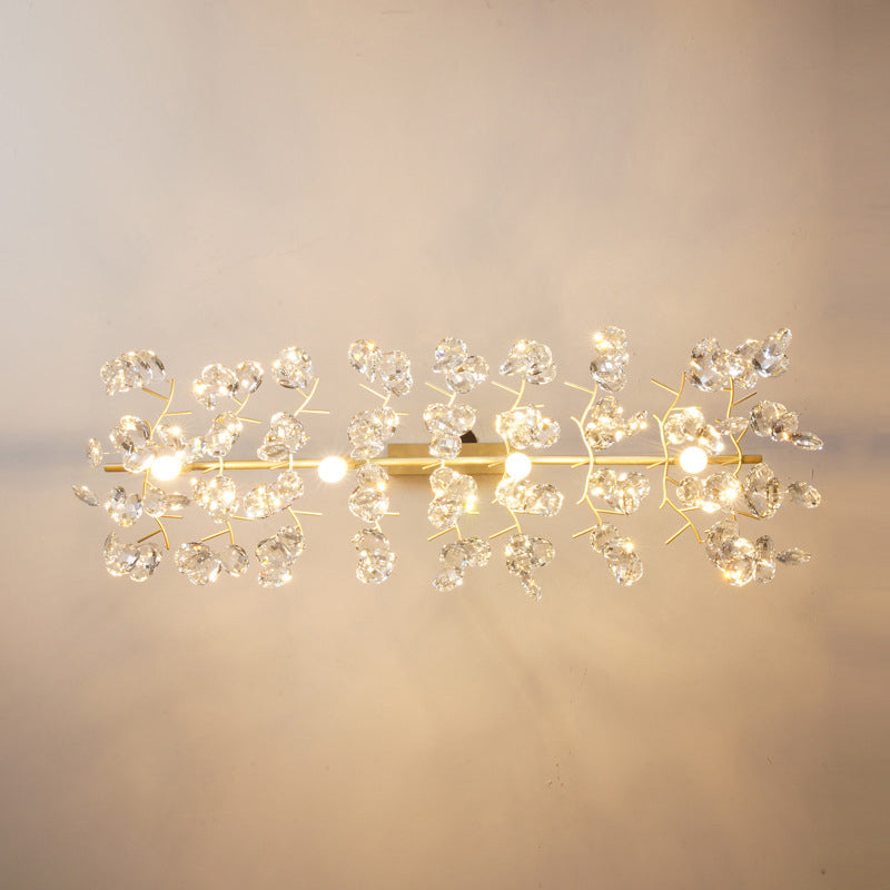 Afgeschuinde gesneden kristal kroonluchter land messing afwerking blad woonkamer hangende lamp