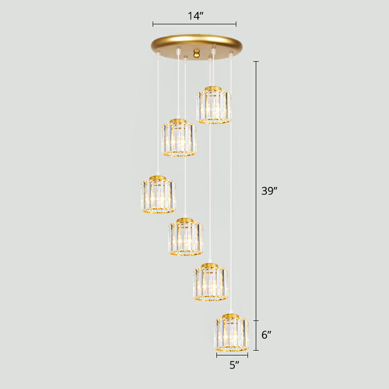 Shaded Glass Multi Light Pendant Lighting Modern Ceiling Hang Lamp for Living Room