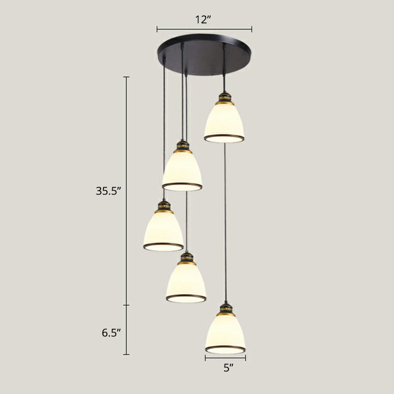 Shaded Glass Multi Light Pendant Lighting Modern Ceiling Hang Lamp for Living Room